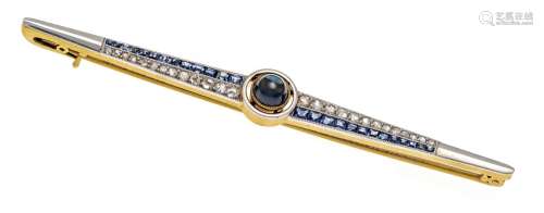 Sapphire-diamond bar brooch c.