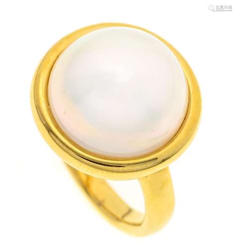 Mabé pearl ring GG 750/000 wit