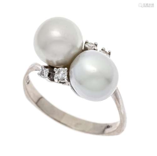 Akoya pearl diamond ring WG 58