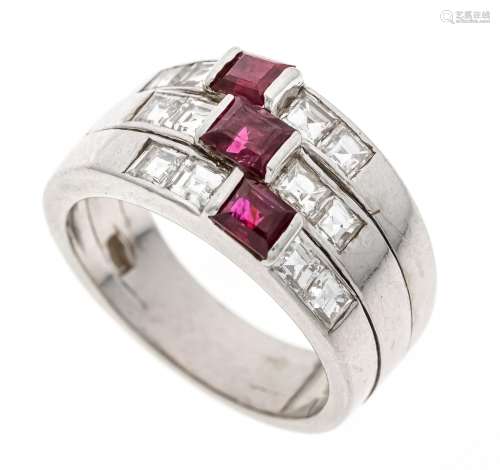 Ruby diamond ring WG 750/000 w