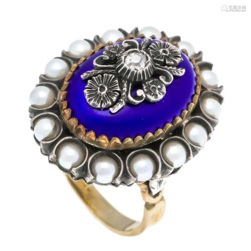 Enamel old-cut diamond ring GG