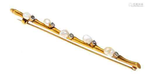 Natural pearl bar brooch GG/WG
