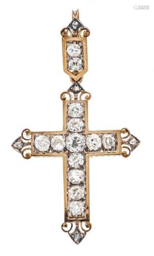 Old-cut diamond cross pendant