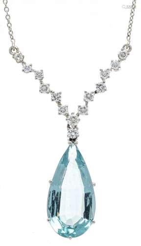 Aquamarine diamond necklace WG