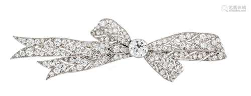 High-carat art deco bow brooch