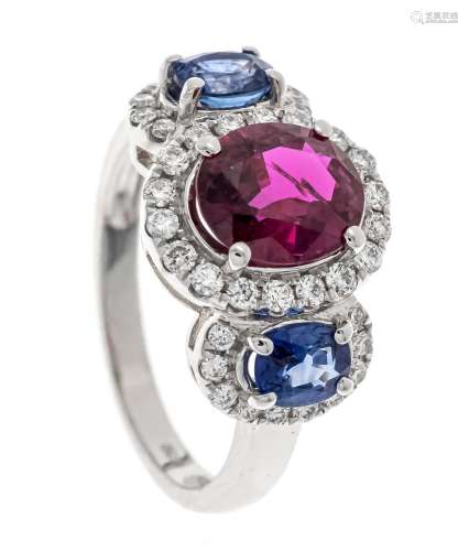 Ruby-sapphire-cut diamond ring