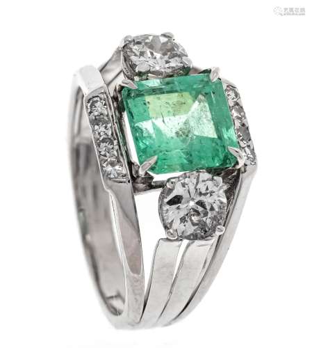 Emerald old-cut diamond ring W