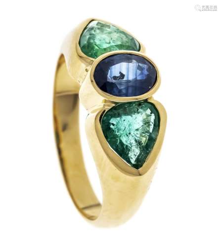 Emerald-sapphire ring GG 750/0