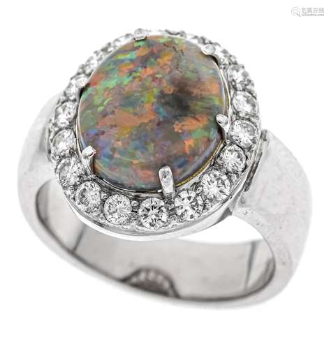 Precious opal diamond ring WG