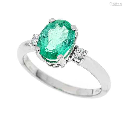 Emerald diamond ring WG 750/00