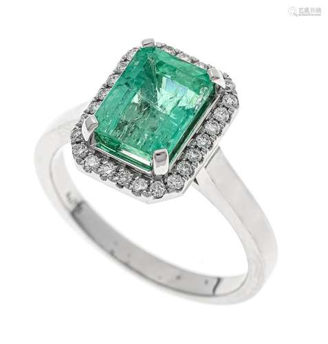 Emerald diamond ring WG 750/00