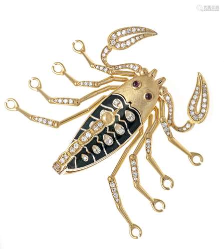 ''Scorpion'' enamel brooch GG