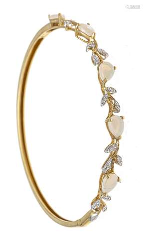 Opal diamond hinged bangle GG