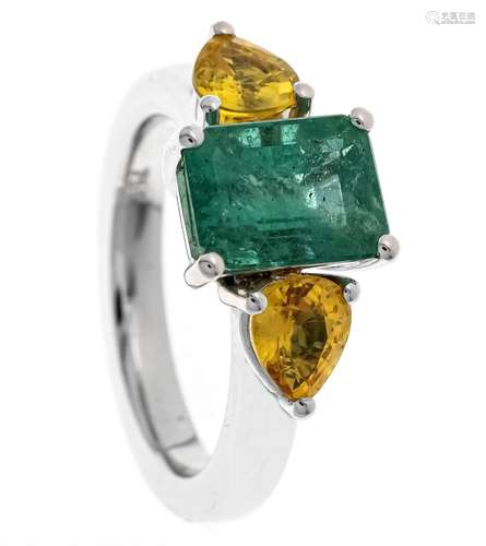 Emerald-sapphire ring WG 750/0