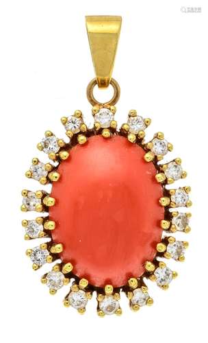 Coral diamond pendant 585/000