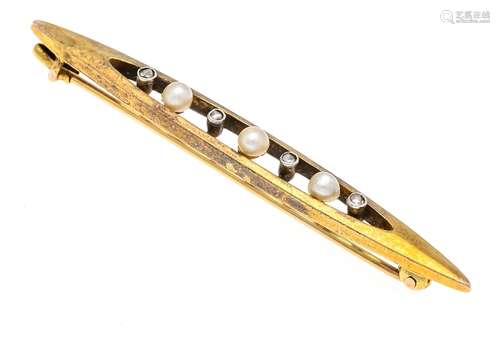 Pearl diamond bar brooch GG/WG