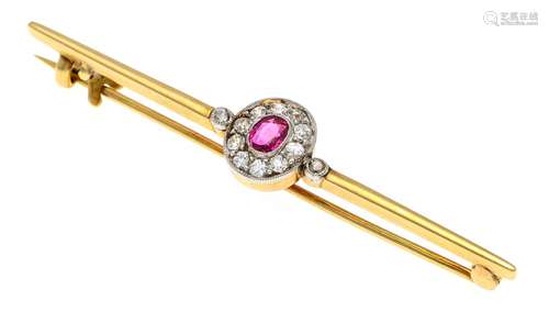 Ruby old-cut diamond pin GG/WG