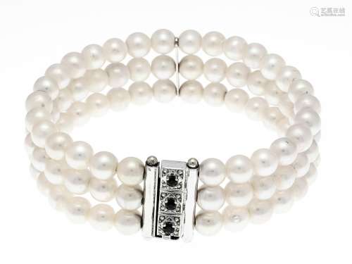 3-row Akoya pearl bracelet wit