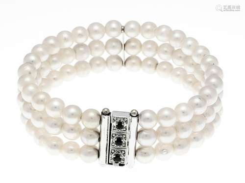 3-row Akoya pearl bracelet wit