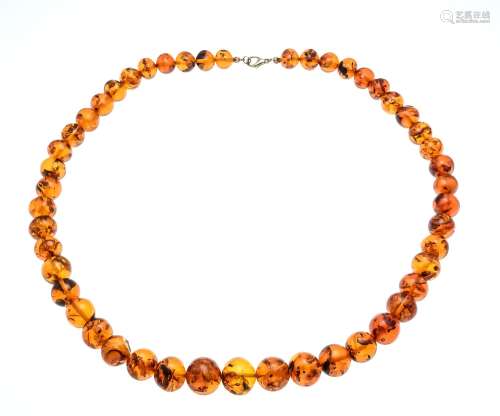 Amber necklace made of slightl