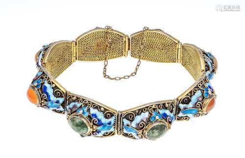 Chinese enamel bracelet silver