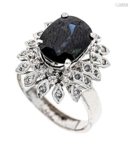 Sapphire diamond ring silver 9