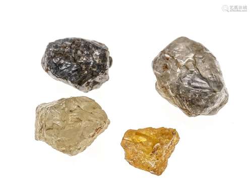 4 rough diamonds, total 4.36 c