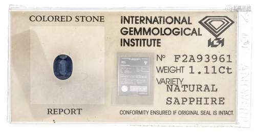 Natural sapphire 1.11 ct oval