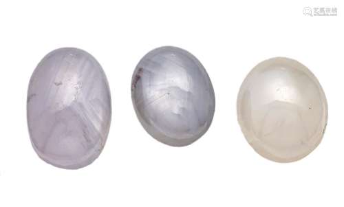 3 oval star sapphire cabochons