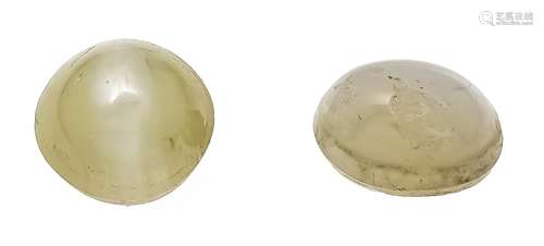 2 chrysoberyl cat's eye caboch