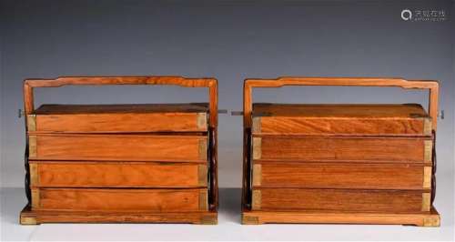 A Pair of Huanghuali Tiered Boxes, Republican Prd