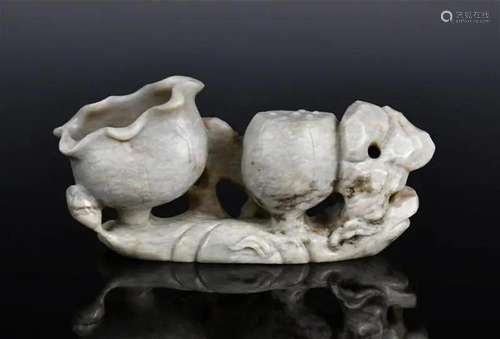 A Jade Carved Lotus Washer Qing