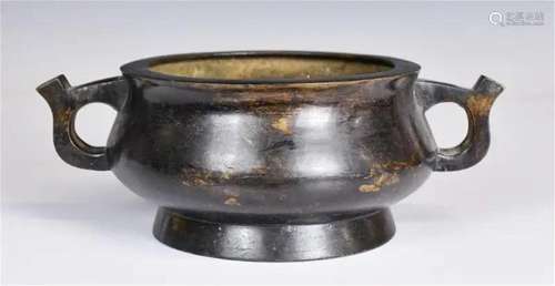 A Bronze Double-Ear Censer Xuande Mark, Qing