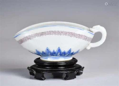 A Under-Glazed Red & Blue Cup w/Maker's Mk Qing