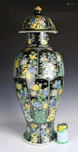 A Famille Verte Large Covered Jar Qing