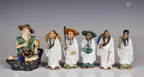 A Group of 6 Shiwan Porcelain Figures