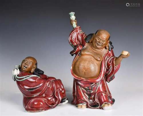 Pair of Shiwan Sculptures by Huang ZhiJian(1966-)