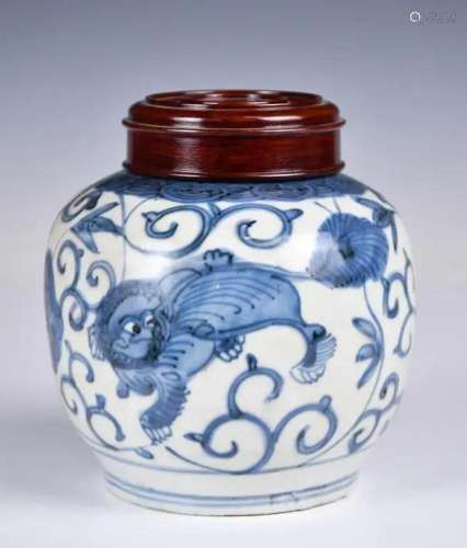 A Blue and White Cover Jar 19thC