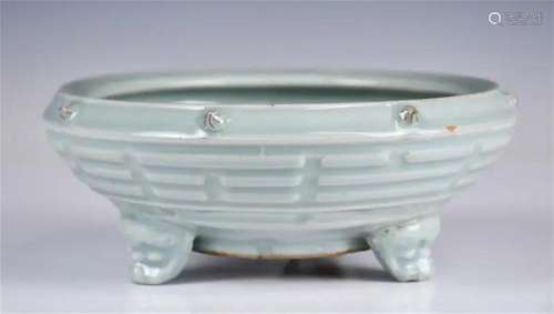 A Longquan Celadon Trigram Tripod Censer 18thC