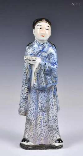A Famille Rose Scholar Figure Late Qing