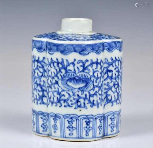 A Lobed Blue and White Tea Jar 19thC