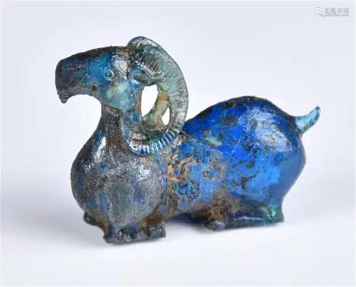 An Archaistic Blue Glass Goat