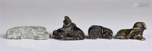 A Group of 4 Bronze Miniature Ornaments