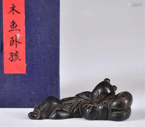 A Bronze Child Brush Rest Qing