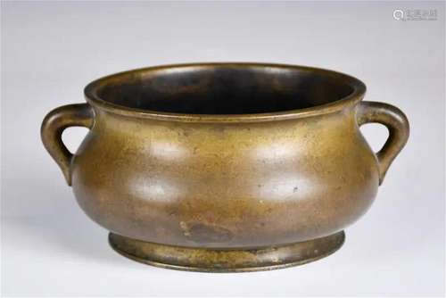 A Bronze Handled Censer Xuande Mk Qing