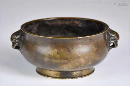 A Bronze Beast-Handled Censer Xuande Mk Qing