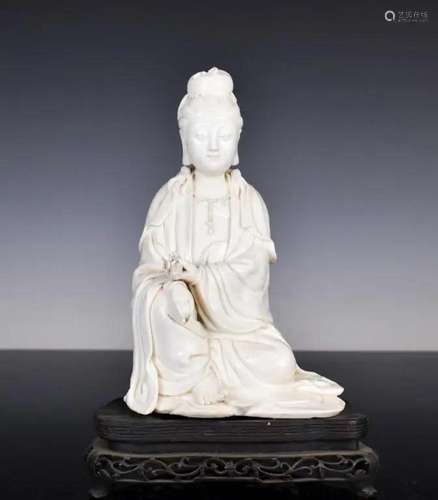 A Blanc-de-Chine GuanYin Status w/Std Qing