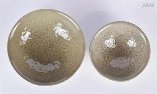 Two Yue Klin Celadon Glaze Bowls Yuan/Ming Style