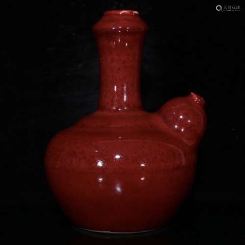 明永乐红釉壶