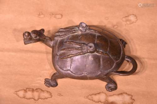 清中期纯铜龟鹤齐龄